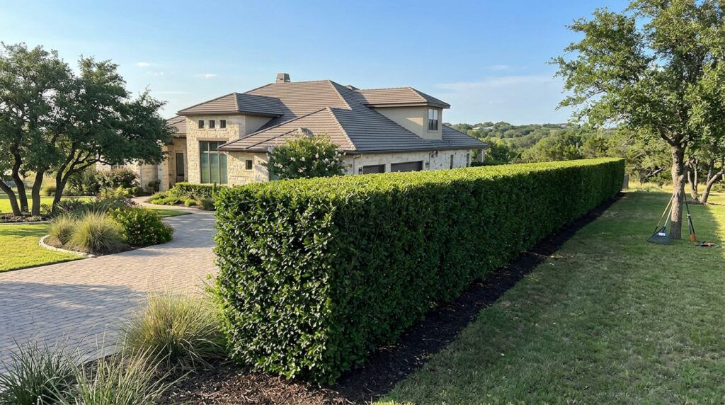 Luxury privacy hedge trimming and landscape plant maintenance in San Antonio