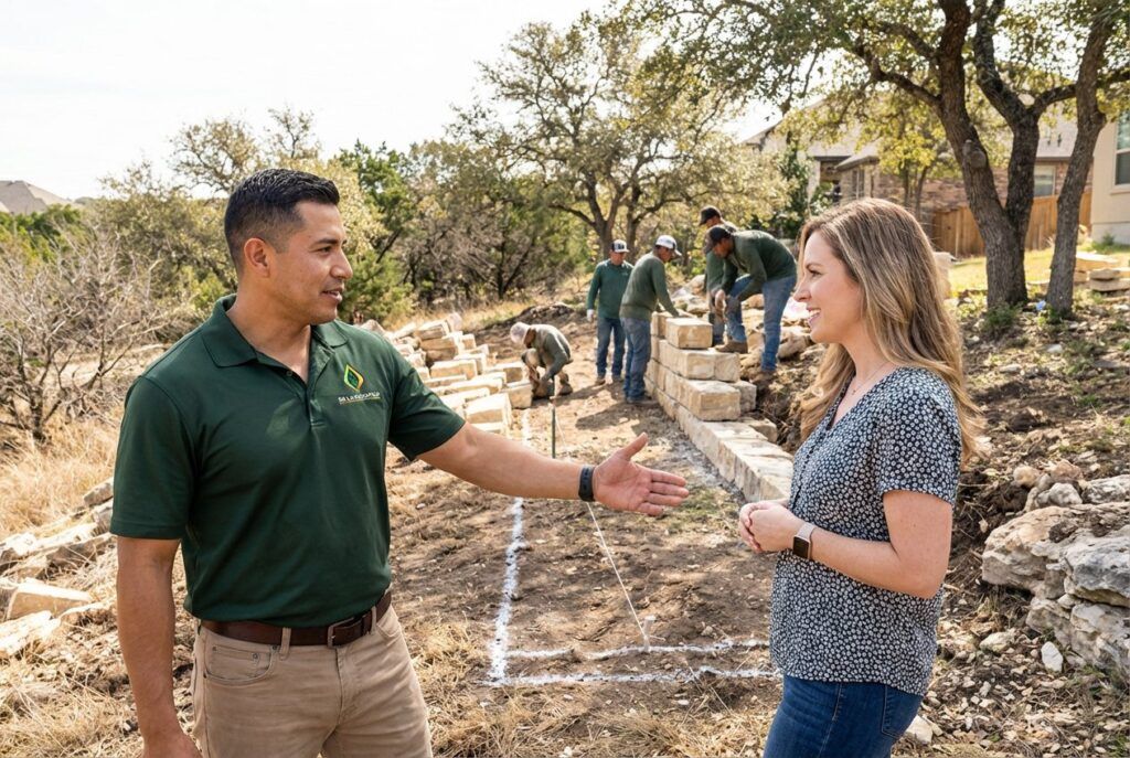 On‑site retaining wall installation review in San Antonio, Texas.