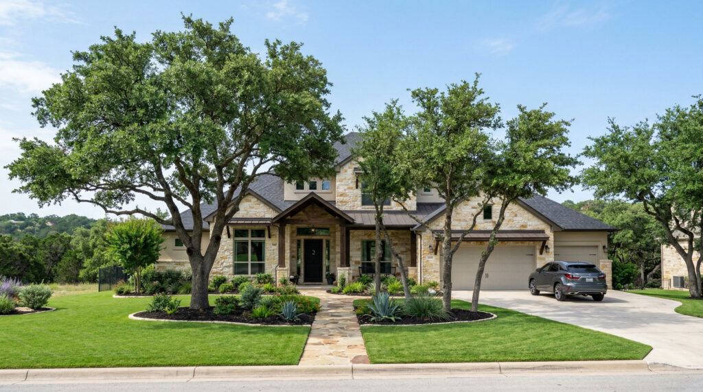Tree maintenance service improving tree health at a Helotes home.