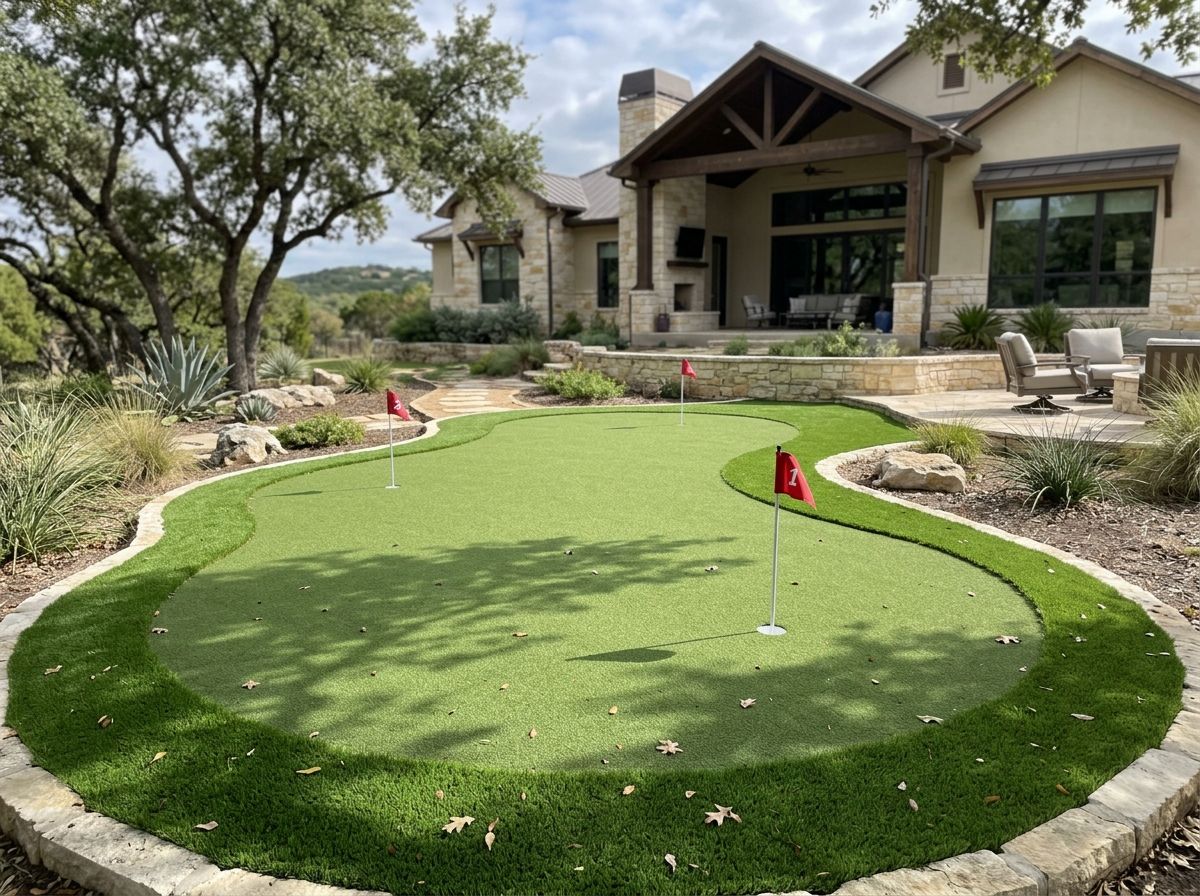 Installing Putting Pro Surface artificial turf putting green at a home in San Antonio, TX.