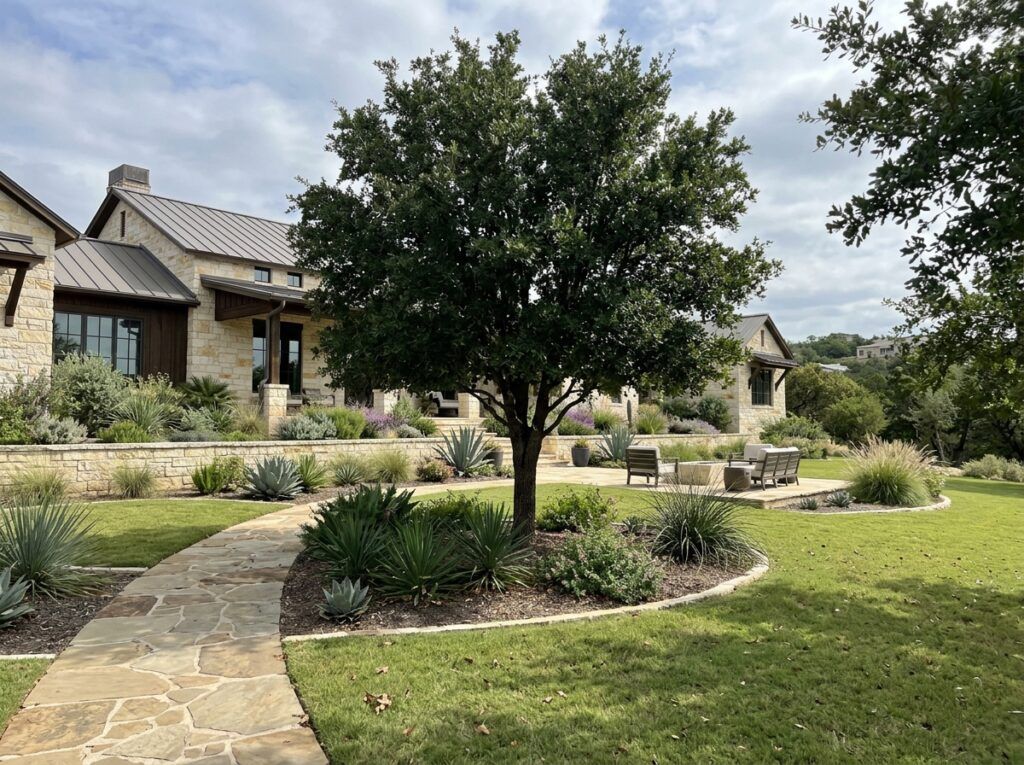 Anaqua tree with dense green canopy in landscaped yard, shown as a mature specimen.