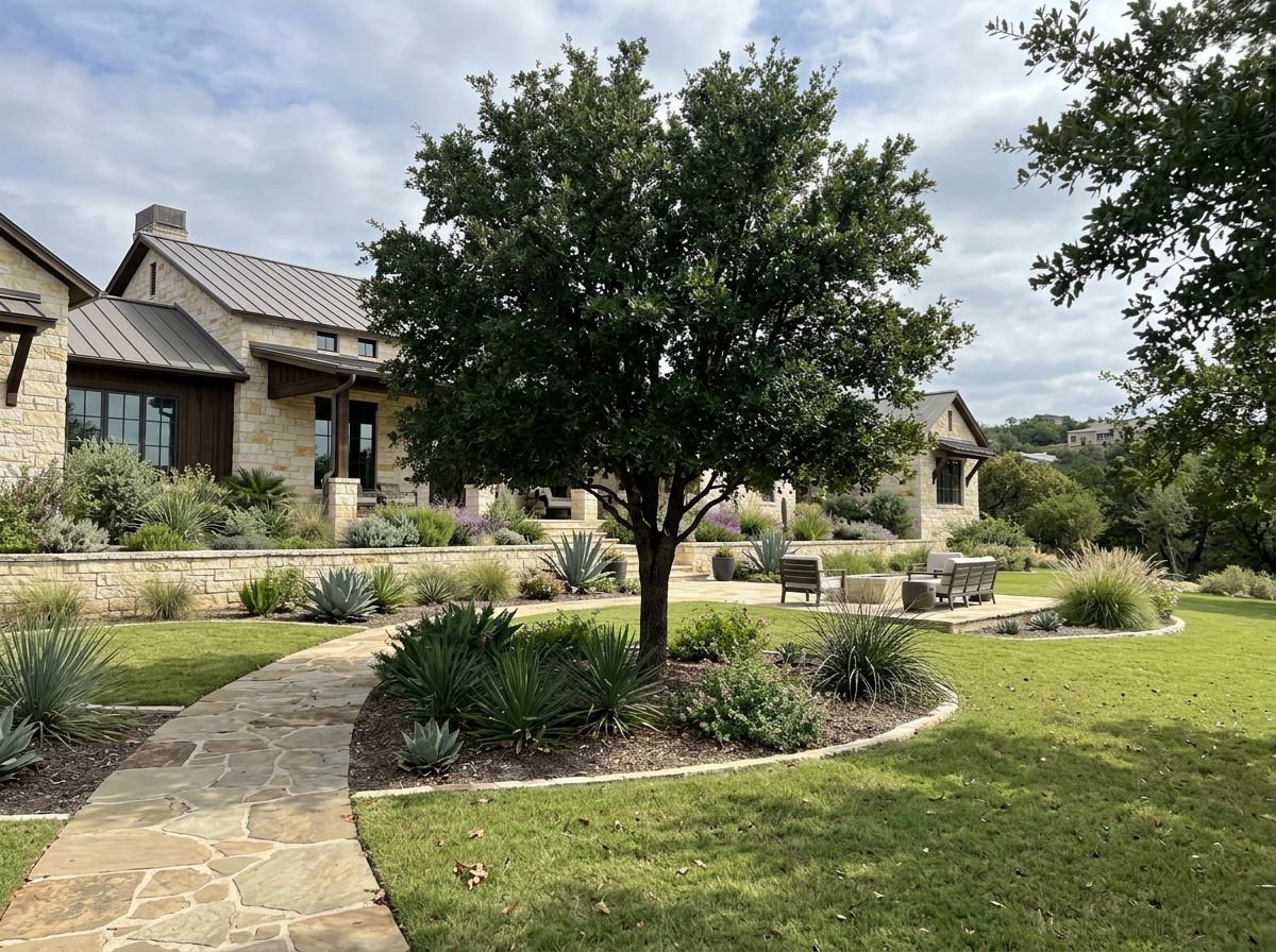 Anaqua tree with dense green canopy in landscaped yard, shown as a mature specimen.