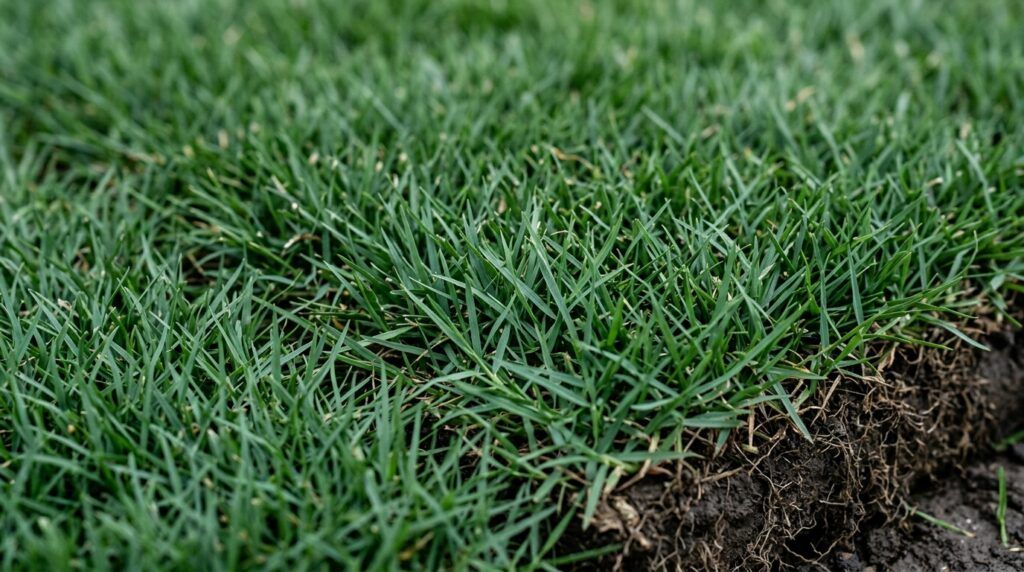 Bermuda Celebration sod closeup showing dense, bright green Bermuda grass blades.