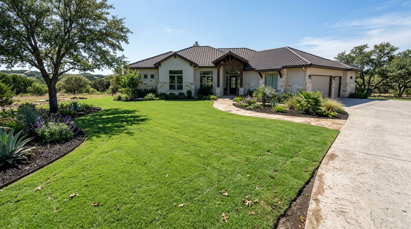 Bermuda CT2 sod installation with lush green Bermuda grass laid in smooth, even seams across a yard.