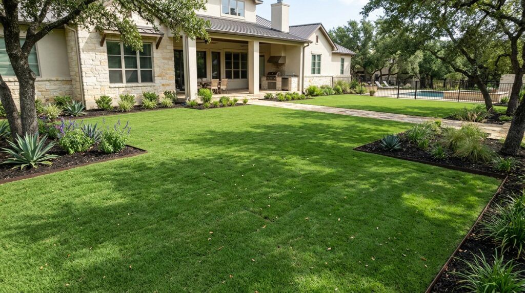 Bermuda Tifway 419 sod rolls stacked with dense green blades, ready for installation.