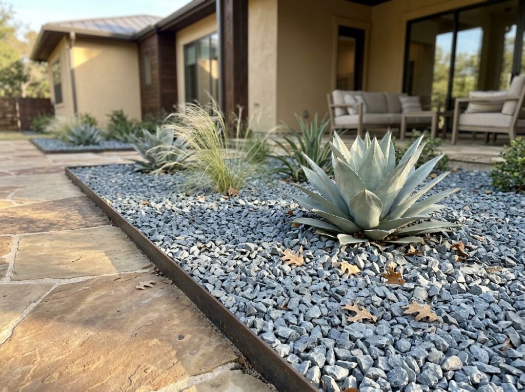 Blue Limestone ground cover rocks in blue-gray tones, shown as loose stone pieces spread across the surface.