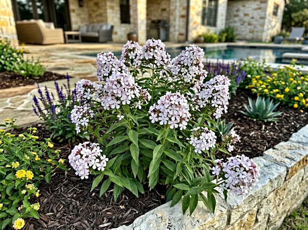 Bouncing Bet perennial in a nursery pot with green foliage and clusters of pink blooms.