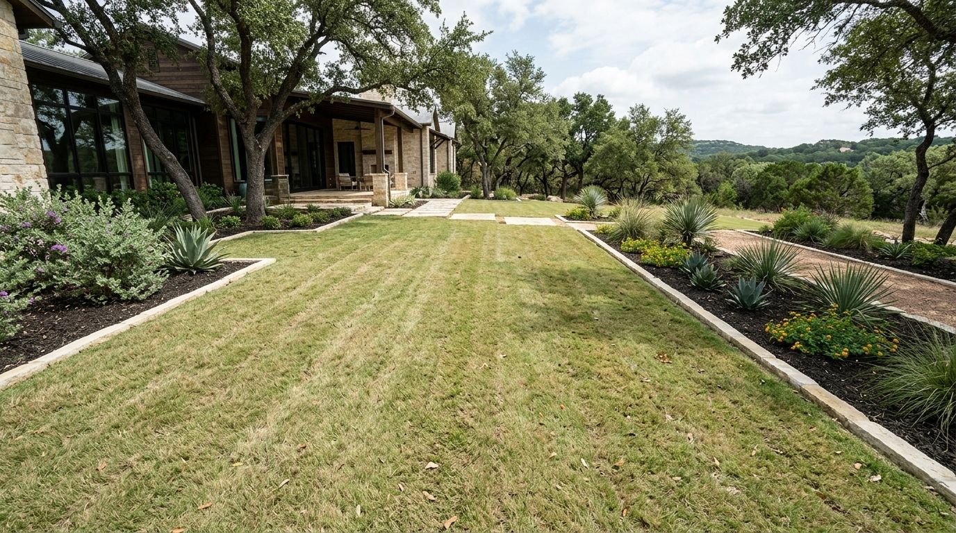 Buffalo Prairie sod installation with fresh green rolls laid in neat seams across a lawn.