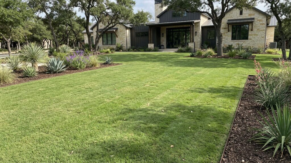 Buffalo Sod Care & Maintenance sod showing a dense green buffalo grass lawn with fresh seams and even coverage.