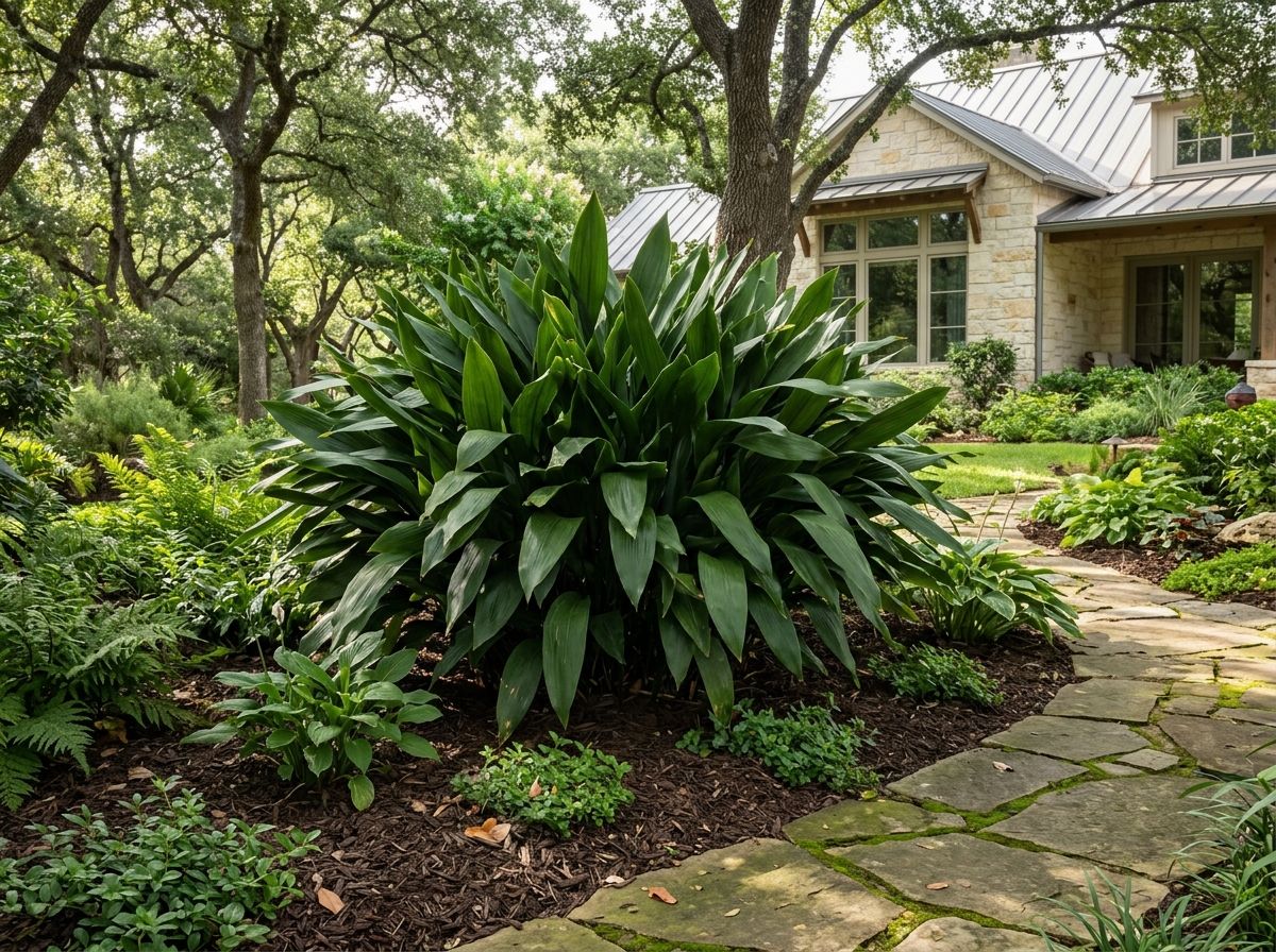 Cast Iron Plant in a black nursery pot with glossy dark green lance-shaped leaves.