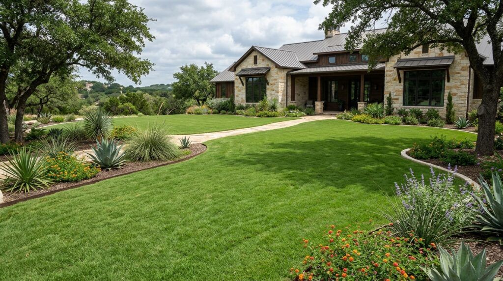 Cavalier sod installation with fresh green rolls laid in neat seams across a sunny lawn.