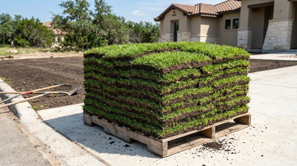 Close-up of Cavalier sod with dense, vibrant green blades in freshly laid turf.