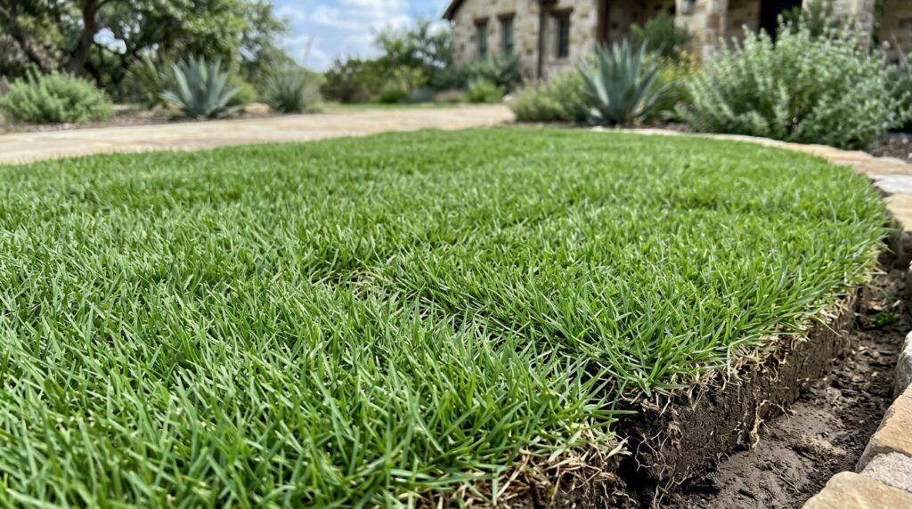 Close-up of dense, fine-bladed Cavalier sod showing rich green turf texture.