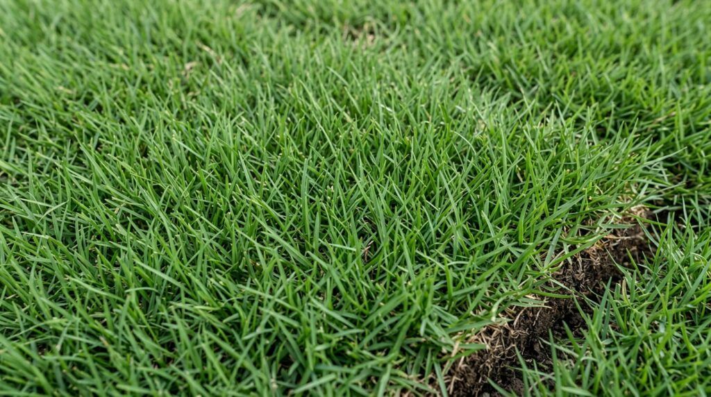 Close-up of dense green Bermuda Tif Sport sod with fine blades forming a lush, even lawn.