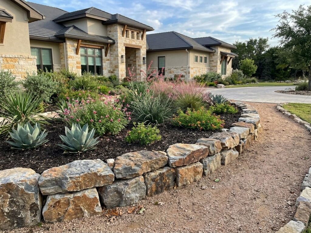 Colorado Bullrock river rock ground cover with smooth tan and gray stones piled for landscaping.
