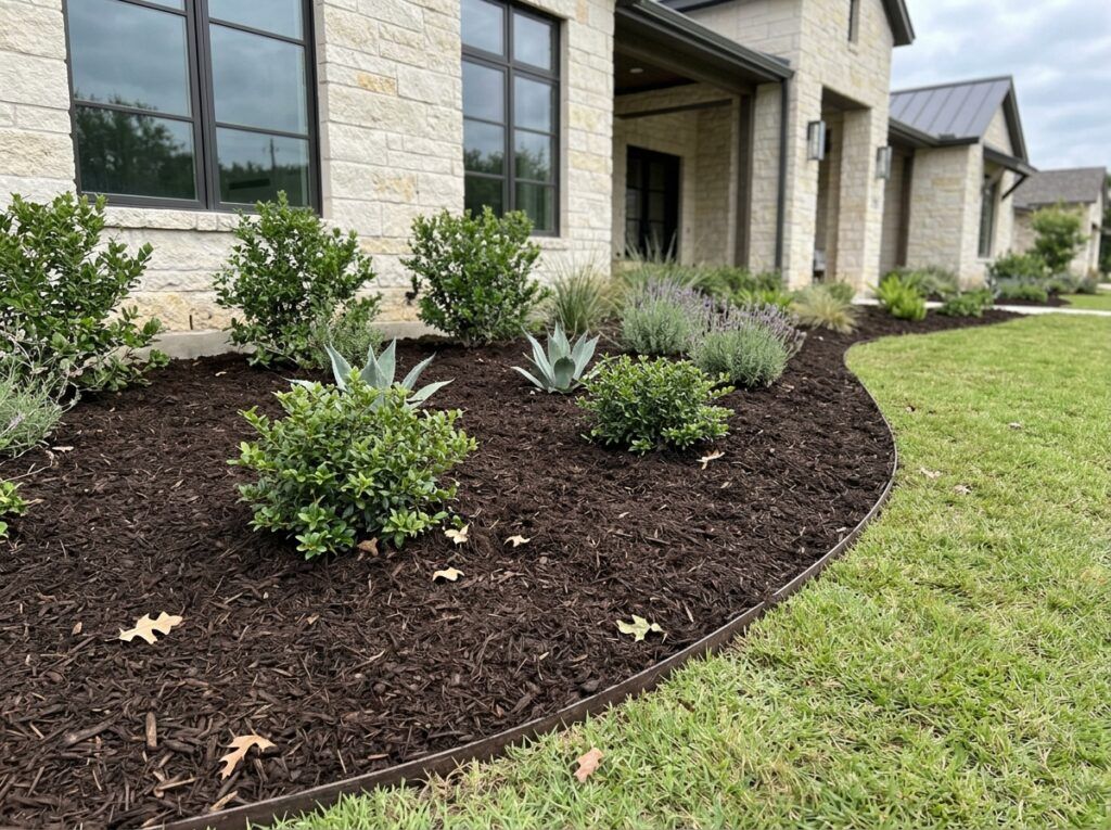 Dark Native Mulch ground cover piled in rich dark brown chips for landscaping beds.