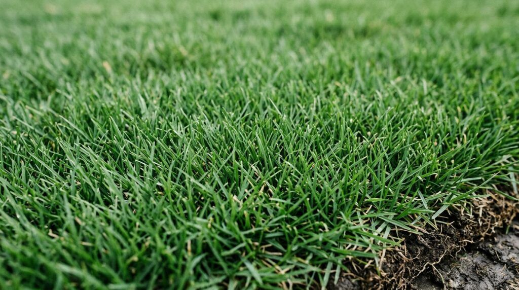 Close-up of dense, fine-bladed Zoysia Zorro sod with vibrant green turf texture.