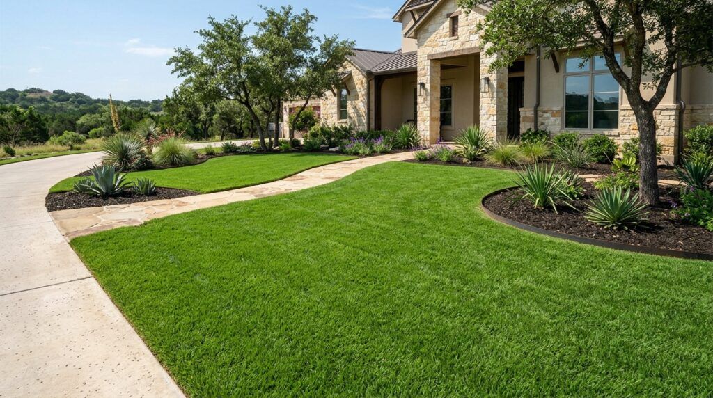 Close-up of fresh Cavalier sod rolls with tight seams and rich green blades ready for sod installation.