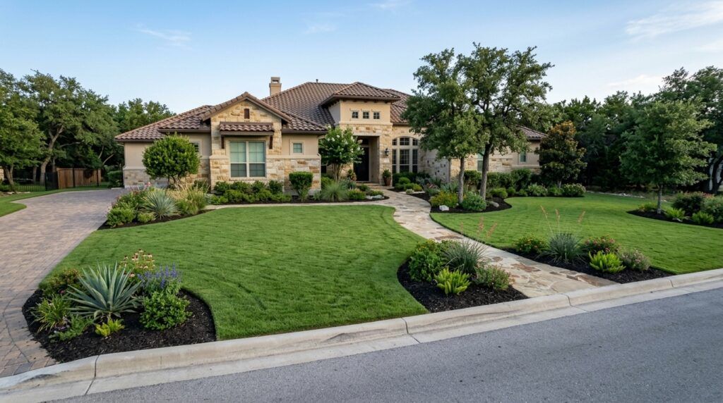 Fresh green Cavalier sod installed in neat seams across a yard.