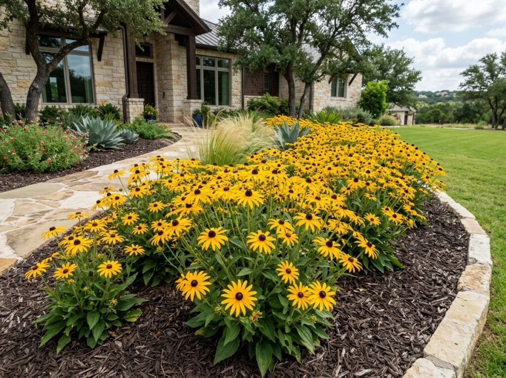 Goldsturm Black-Eyed Susan perennial with bright yellow daisy flowers and dark centers in bloom.