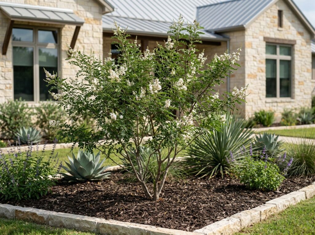 Kidneywood shrub in a nursery pot with dense green foliage.