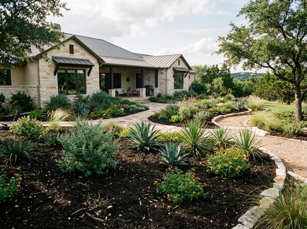 Living Mulch ground cover planted between stepping stones, dense green foliage forming a lush mat.