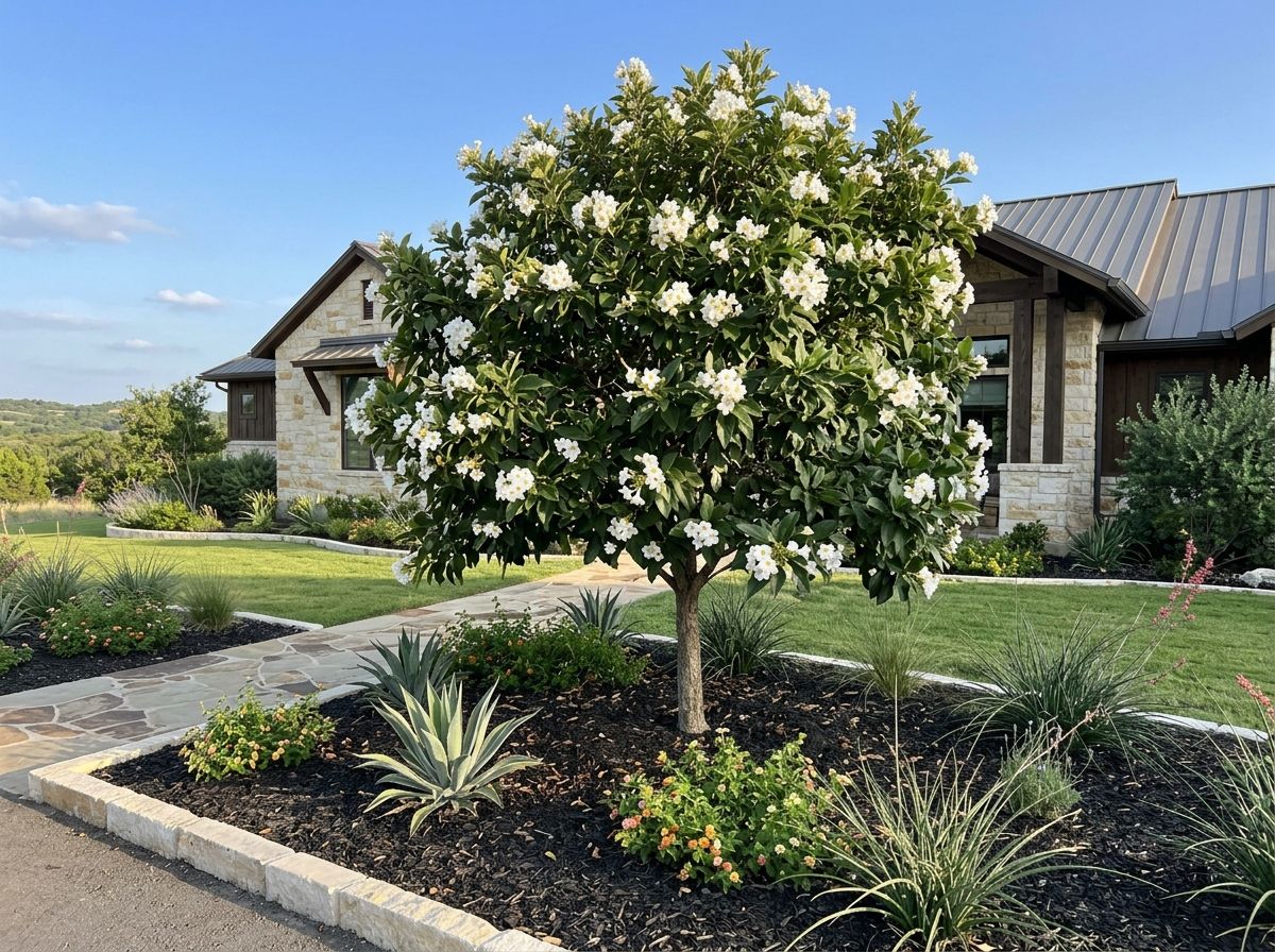 Mexican Olive tree with silvery green foliage in a nursery container.