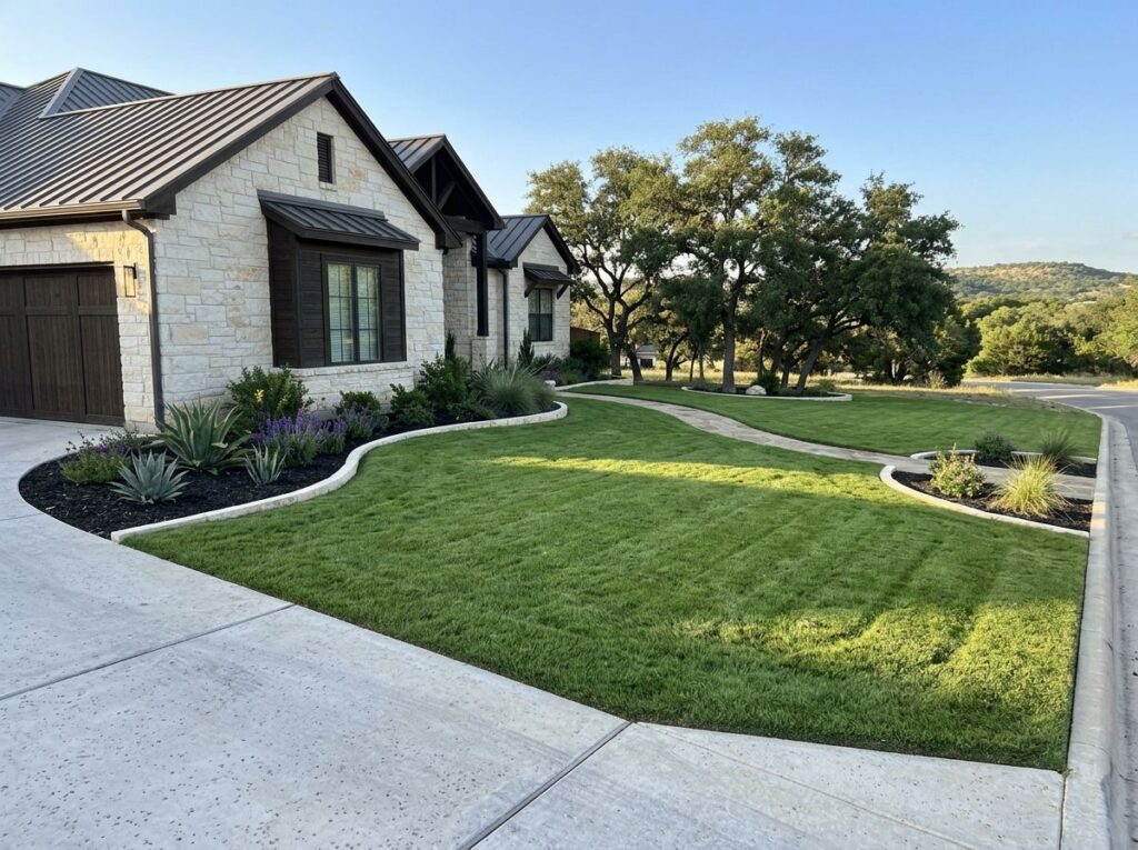 Minor Lawn Regrading drainage work with a gently sloped lawn directing water away from the house.