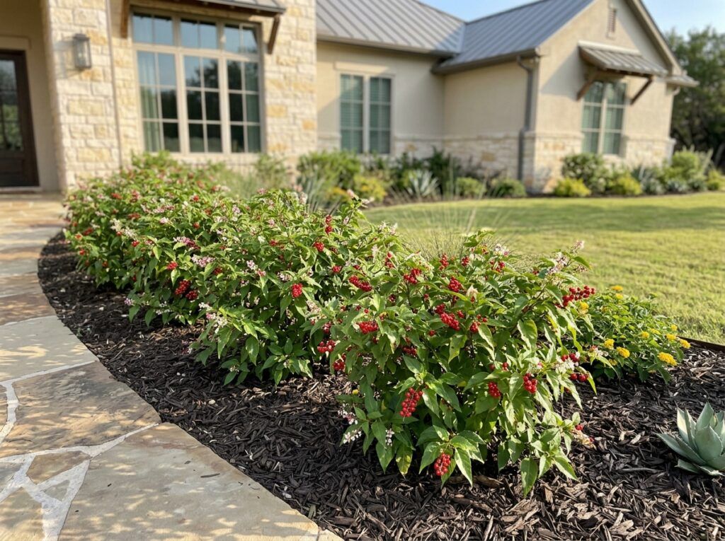 Pigeonberry groundcover in a nursery pot with glossy green leaves and clusters of bright red berries.