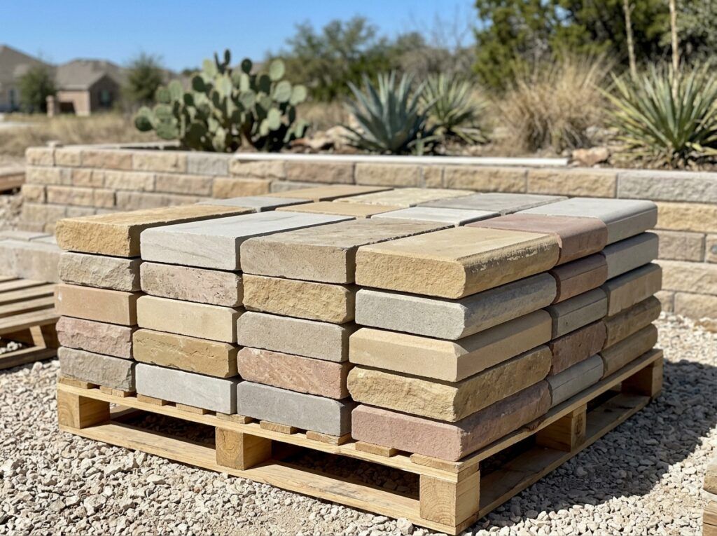 Retaining Wall Caps & Coping retaining wall with smooth concrete cap blocks set atop stacked masonry units.