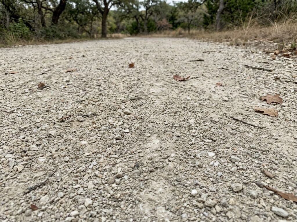 Rock Screenings ground cover spread in a smooth tan gravel layer for pathways and landscaping beds.