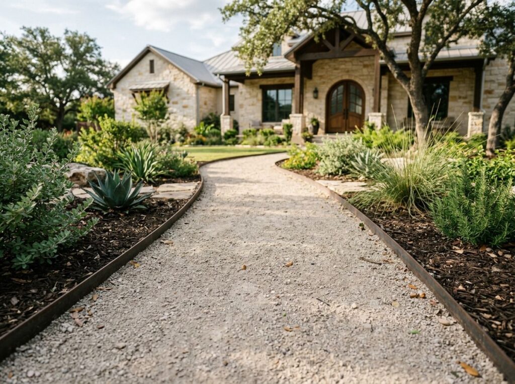 Rock Screenings ground cover piled in a compact mound, fine tan crushed stone texture for pathways.