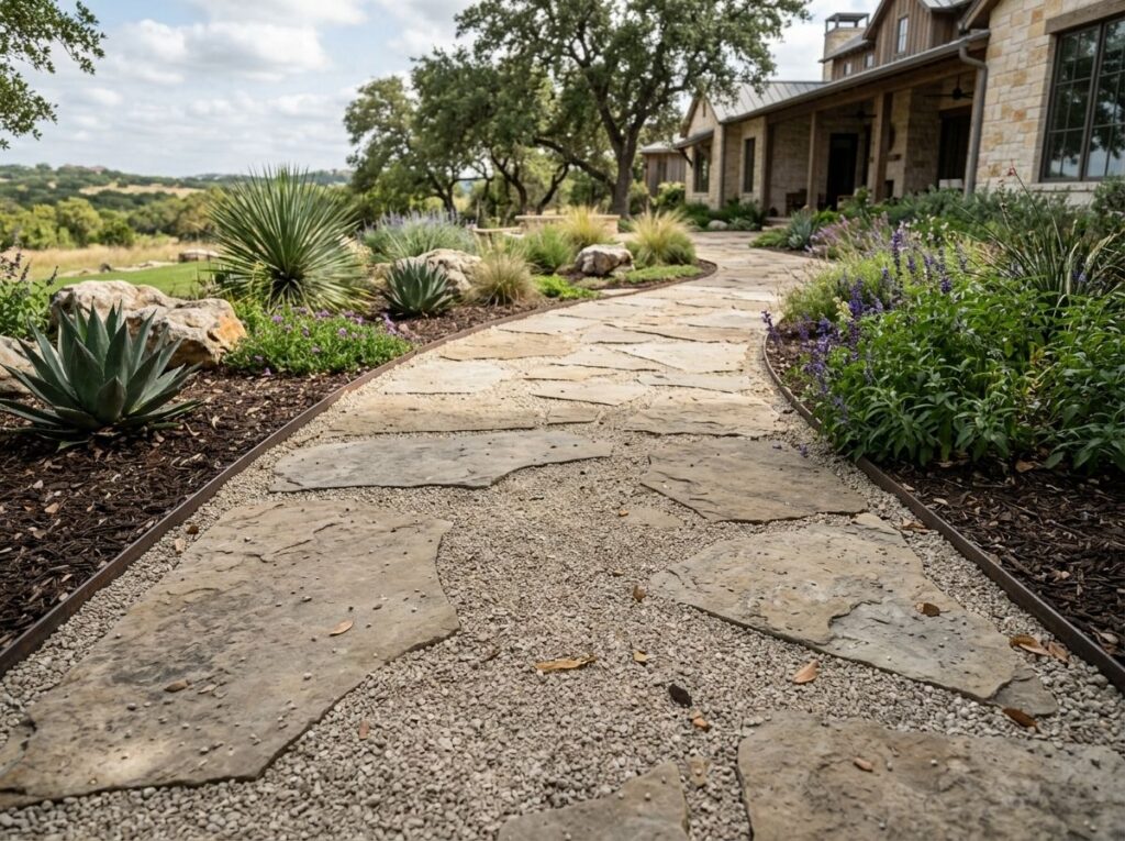 Rock Screenings ground cover of fine gray crushed stone spread in an even layer for landscaping.