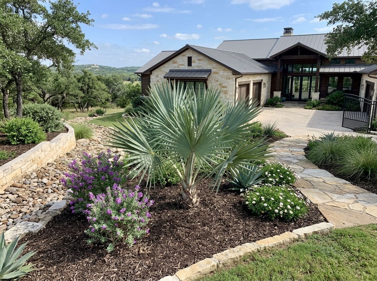 Silver Saw Palmetto palm with fan-shaped silver-green fronds in a nursery container.