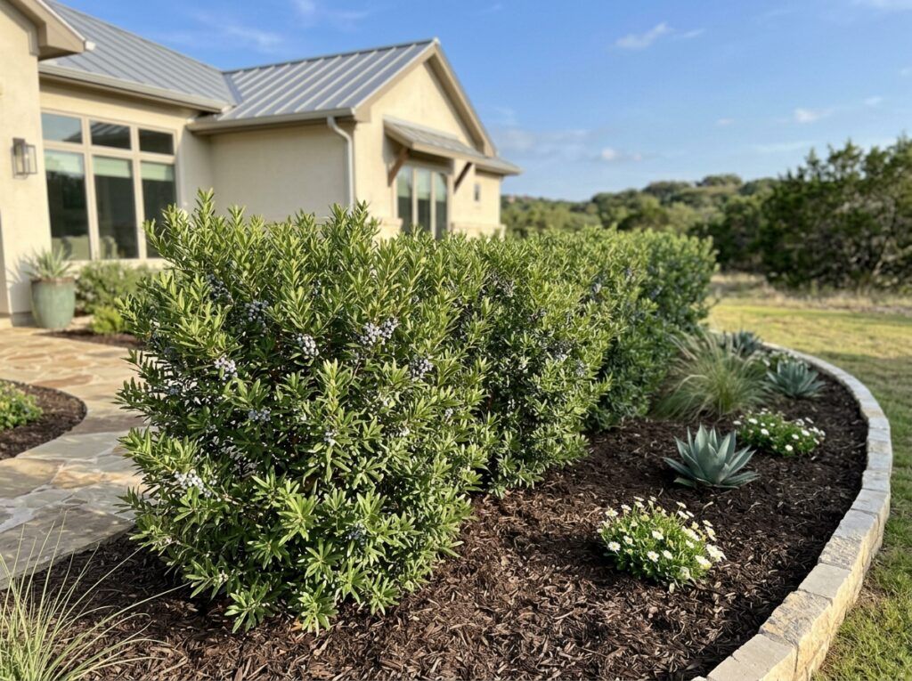 Southern Wax Myrtle shrub in a nursery container with dense green foliage on a white background.