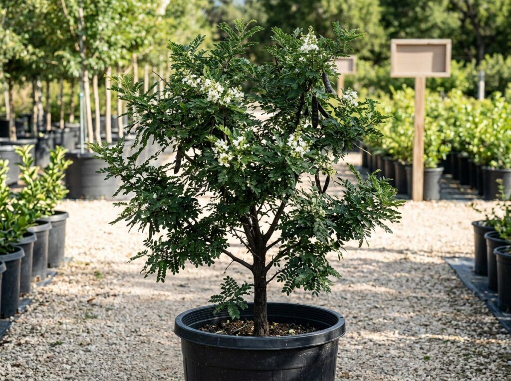 Texas Ebony tree with dense green canopy and slender trunk, shown as a young specimen on a white background.