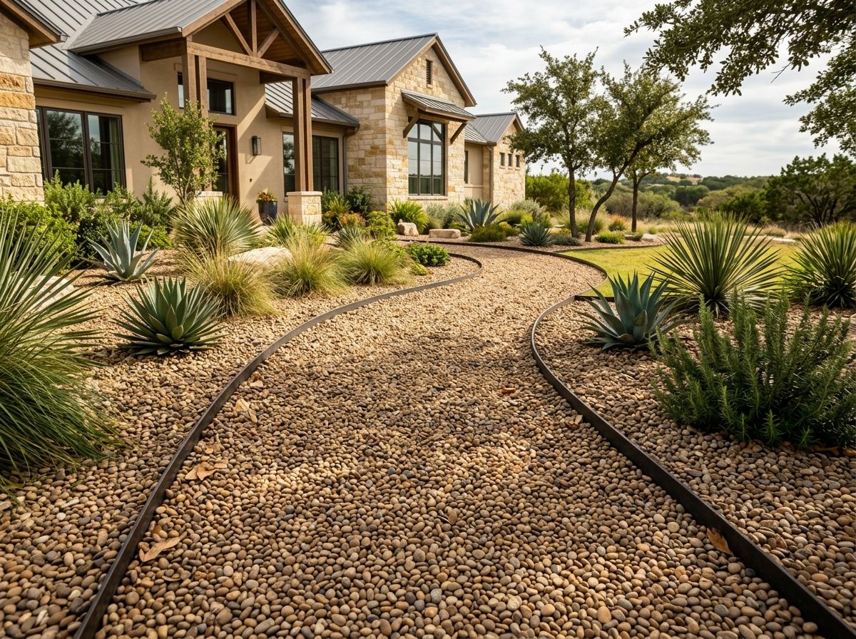 Valley Pea Gravel ground cover of small tan and gray rounded stones spread in a landscaped bed.
