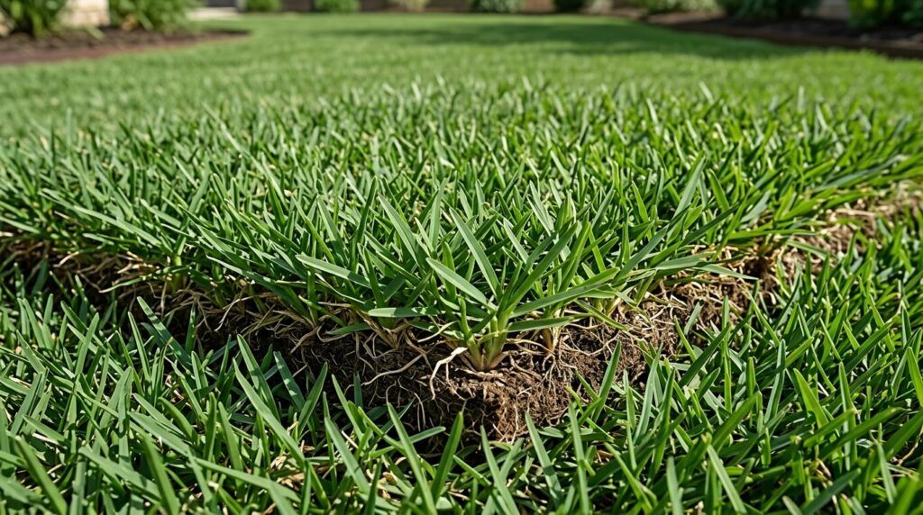 Zoysia El Toro sod rolls stacked on pallet, showing dense green blades ready for sod installation.