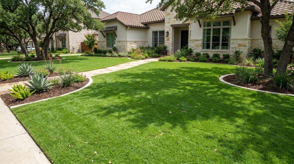 Zoysia Zeon sod with dense, fine-bladed green turf in fresh rolls ready for installation.
