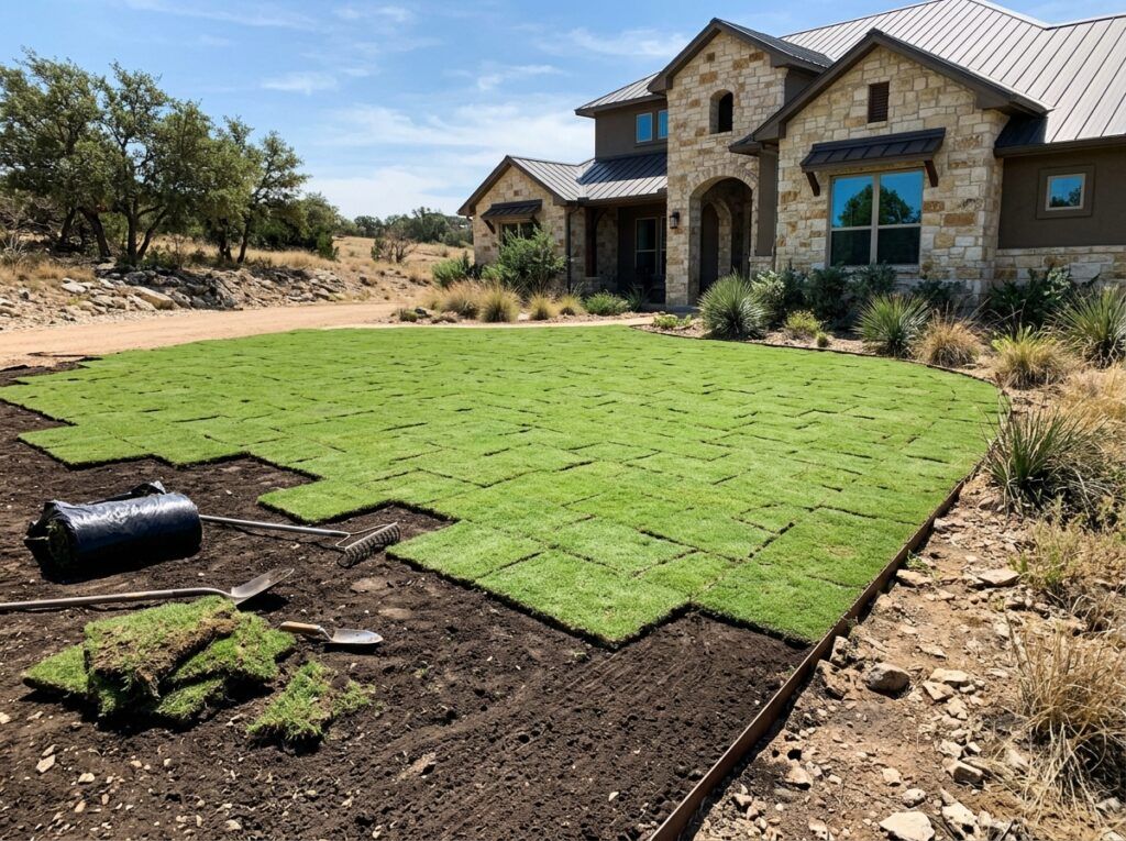 Buffalo Density sod lawn installation in Helotes TX