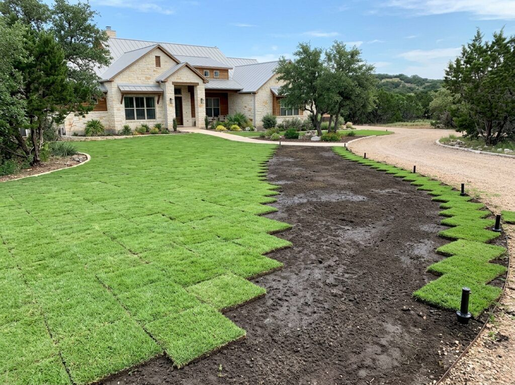 Zoysia Stadium sod lawn installation in Helotes TX