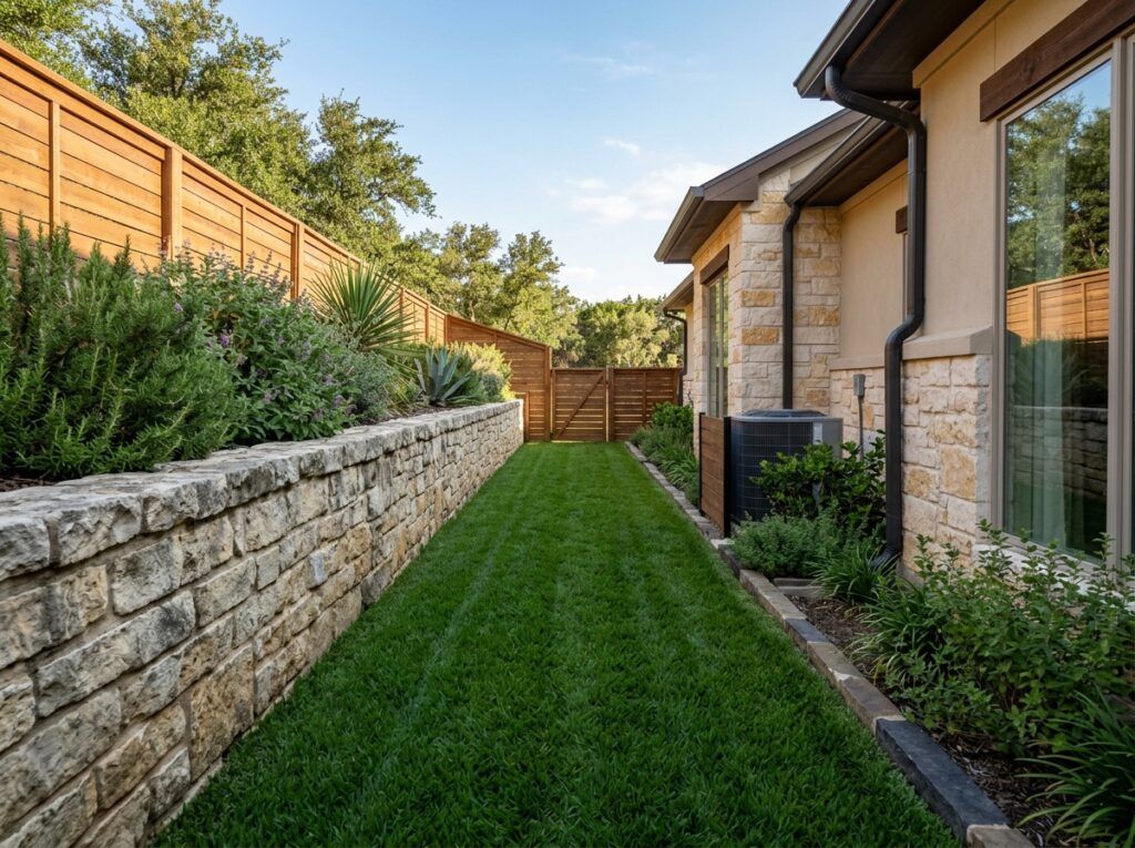 Zoysia Stadium sod side yard installation in Helotes Texas