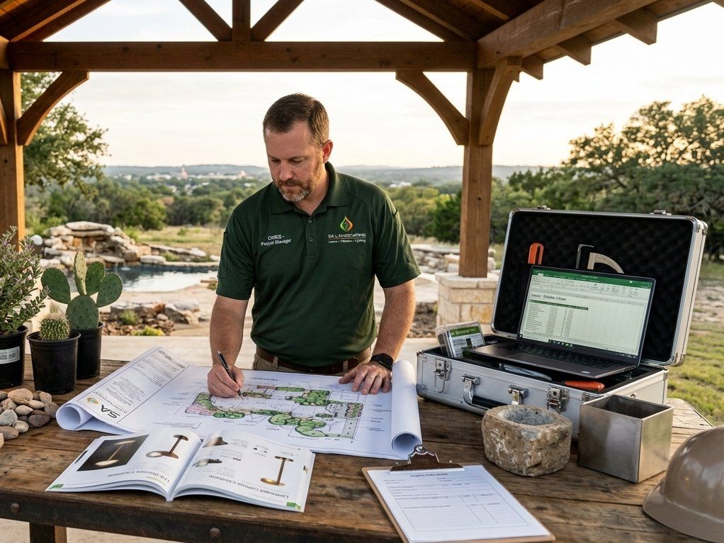 Alamo Ranch project planning for a paver patio and walkway installation