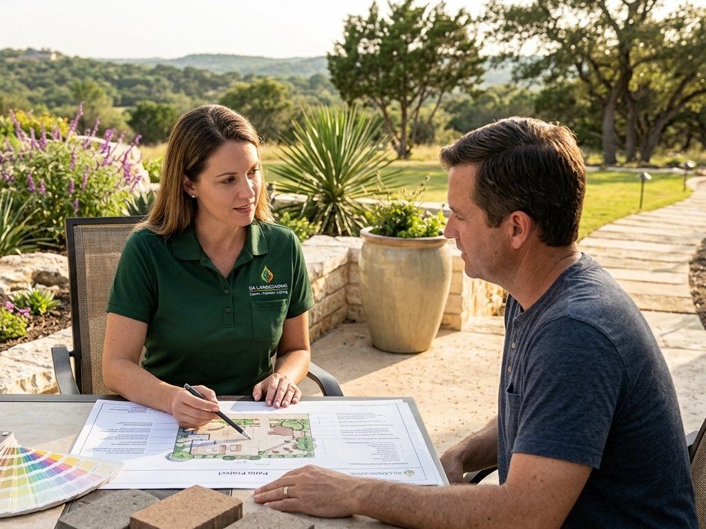 San Antonio landscaping consultation for a paver and flagstone hardscape project