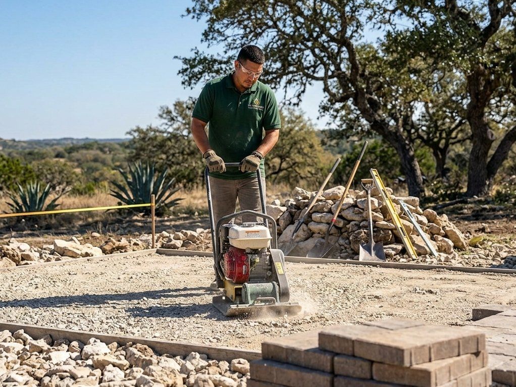San Antonio patio base preparation for paver and flagstone installation