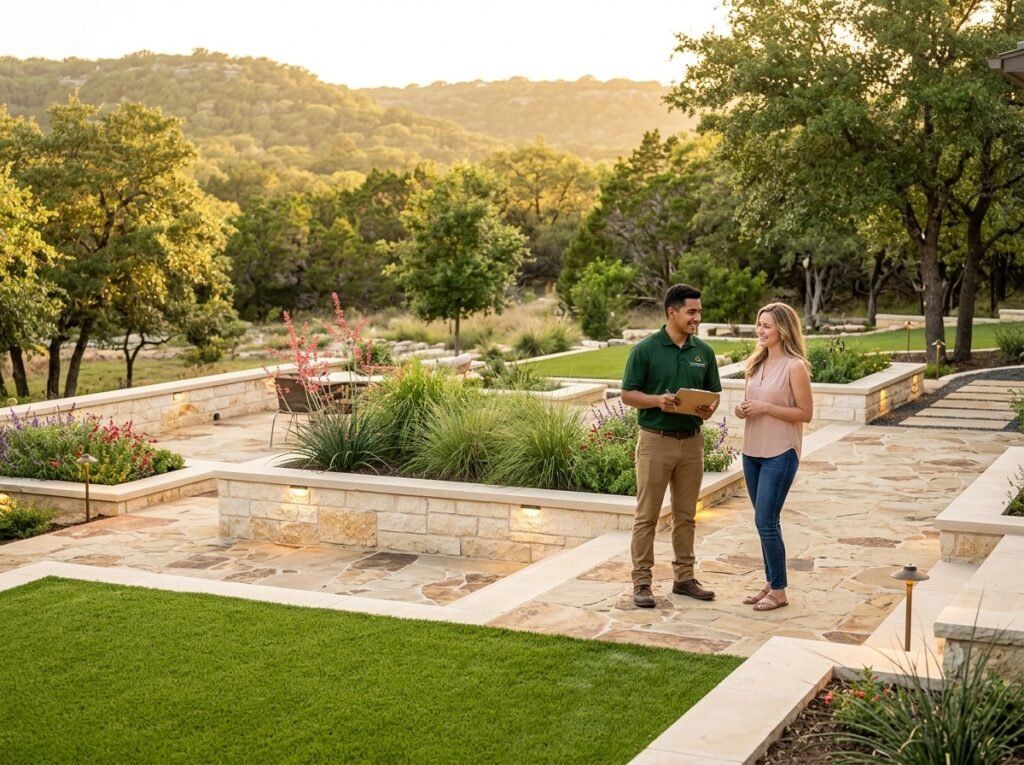 Shavano Park final patio walkthrough for a completed hardscape installation