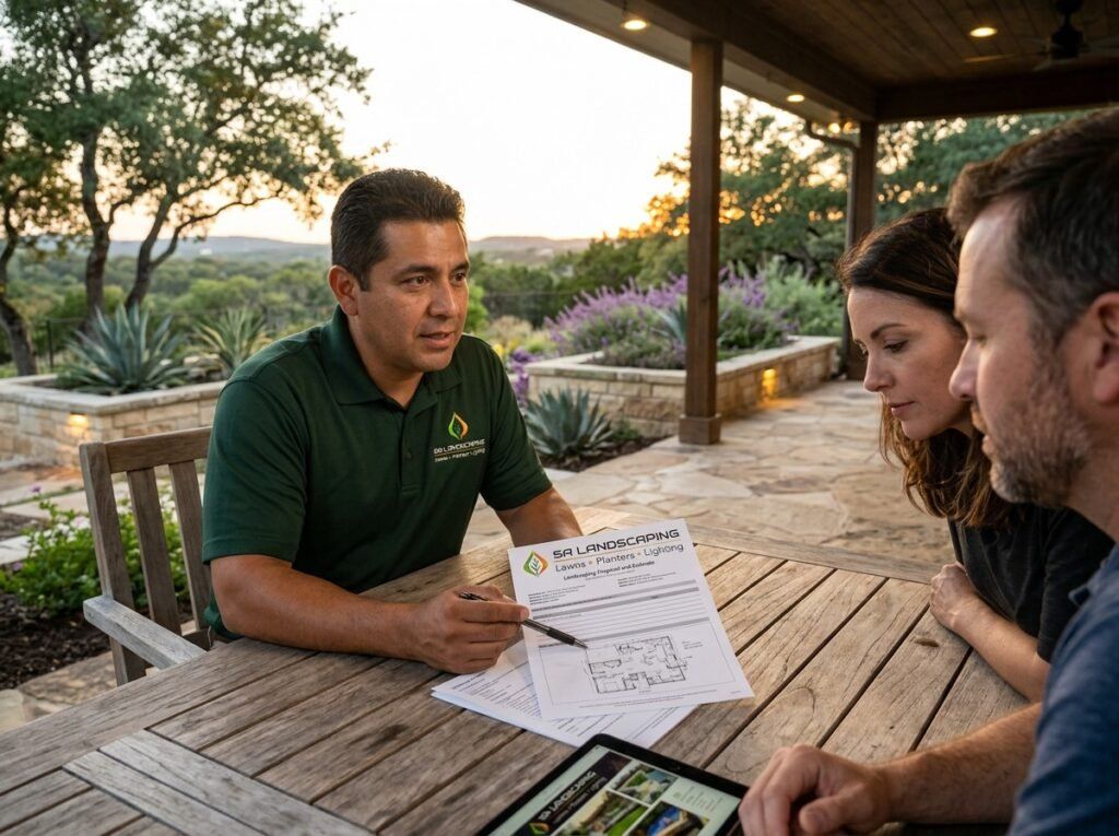 Shavano Park landscaping proposal meeting for patio installation pricing
